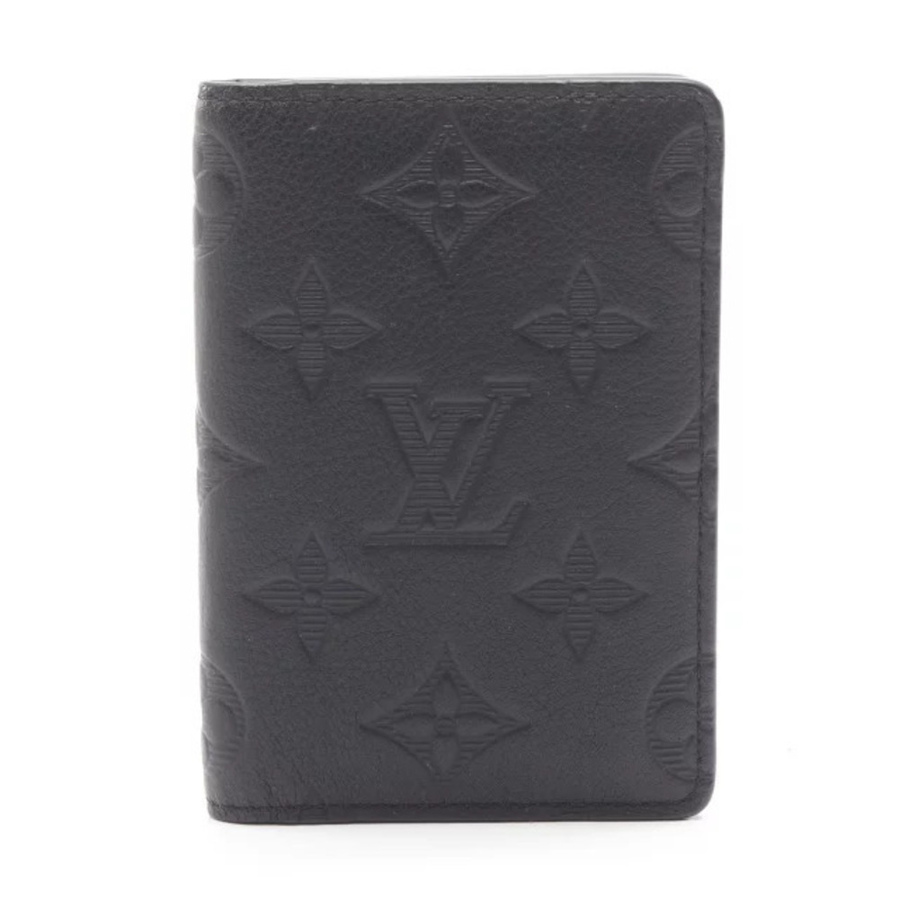 Louis Vuitton Organizer de Poche Card Case Wallet Leather Monogram Shadow Black